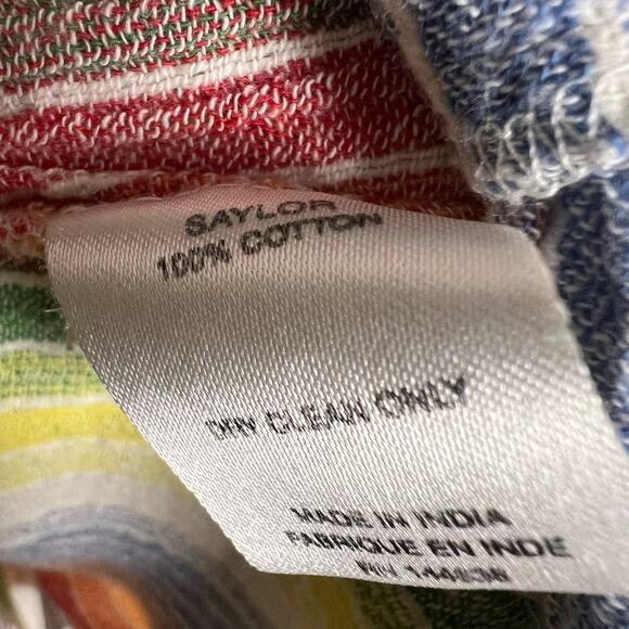 Saylor Alma Rainbow Striped Ruffled V-Neck Sleeveless Mini Dress Size L - Picture 12 of 15